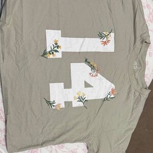 Floral Embroidered Crop Top - Olive Green